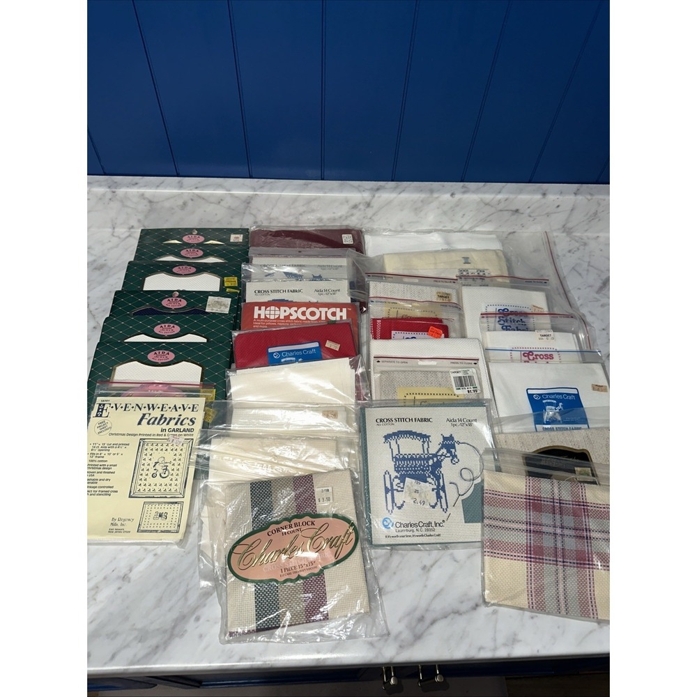 Charles Craft 14ct Aida Fabric Packs  12x 18 Sheets Short Cuts Needlecraft Regen